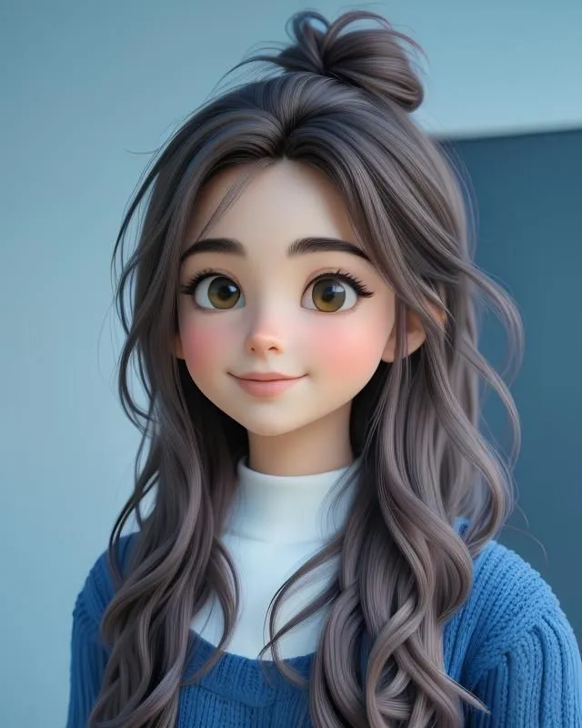 Cute Girl Photo Cartoon