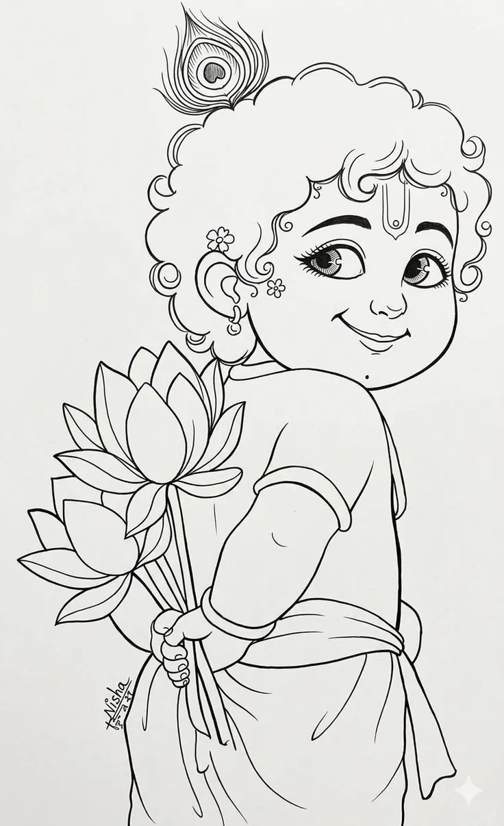 Krishna Drawing Images